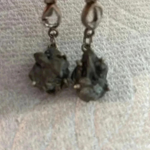 Sterling silver 924 meteorite with quarts earrings - Picture 3 of 6